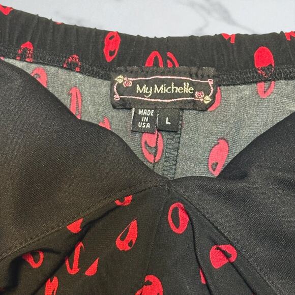 Vintage 90s My Michelle Halter Party Dress Sz Large Ruched Empire Glam Polka Dot - Picture 5 of 7